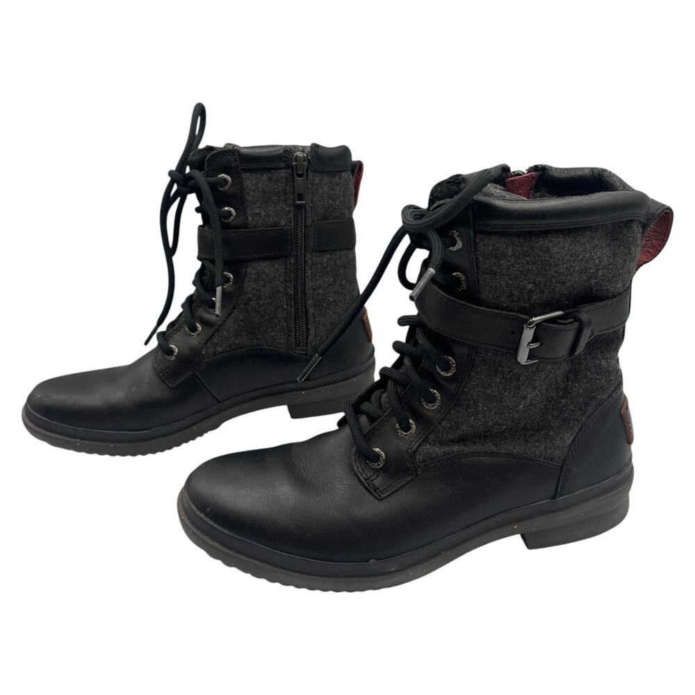 UGG Black and Dark Gray Lace-Up Winter Boots